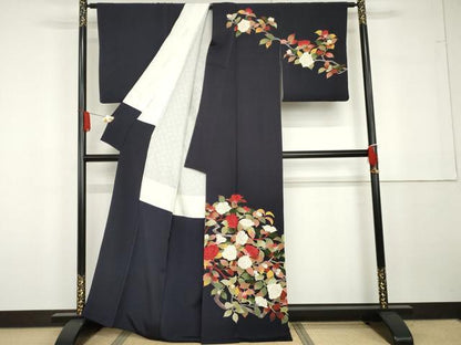 平和屋着物●訪問着　手描き　枝花文　金彩　正絹　逸品　AABG7823cs