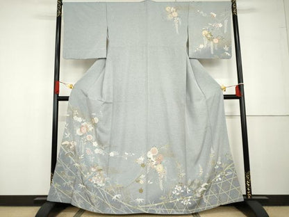 平和屋着物●訪問着　冊子花文　金彩　正絹　逸品　AABG7825cs
