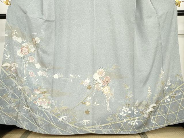 平和屋着物●訪問着　冊子花文　金彩　正絹　逸品　AABG7825cs