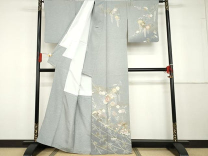 平和屋着物●訪問着　冊子花文　金彩　正絹　逸品　AABG7825cs