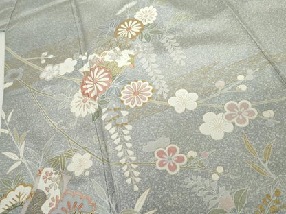 平和屋着物●訪問着　冊子花文　金彩　正絹　逸品　AABG7825cs