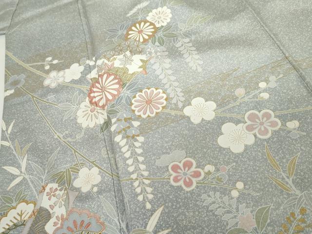 平和屋着物●訪問着　冊子花文　金彩　正絹　逸品　AABG7825cs