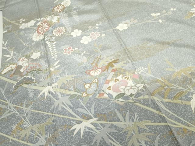 平和屋着物●訪問着　冊子花文　金彩　正絹　逸品　AABG7825cs