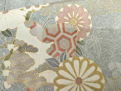 平和屋着物●訪問着　冊子花文　金彩　正絹　逸品　AABG7825cs