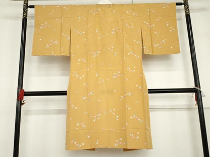 平和屋着物●長襦袢　無双仕立て　鹿　草花　金彩　正絹　逸品　未使用　AABG7828cs