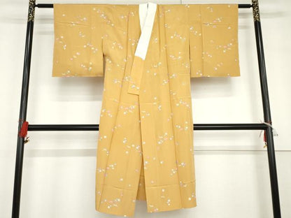 平和屋着物●長襦袢　無双仕立て　鹿　草花　金彩　正絹　逸品　未使用　AABG7828cs