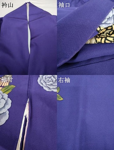 平和屋着物●忠隅眞理子　振袖　檜扇草花文　薔薇　暈し染め　金彩　正絹　逸品　AABG7830cs
