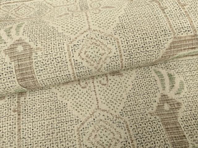 平和屋着物●本場結城紬　重要無形文化財　80亀甲　鳥　正絹　逸品　未使用　AABG7837cs