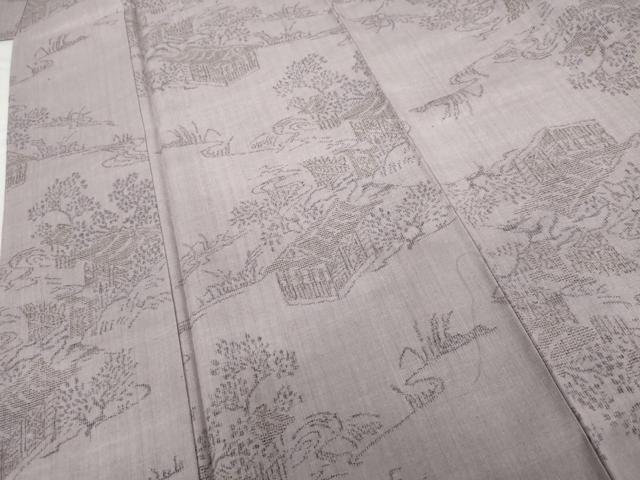 平和屋着物●本場結城紬　重要無形文化財　100亀甲　風景文　正絹　逸品　未使用　AABG7838cs