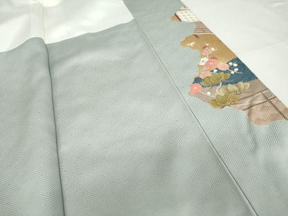 平和屋着物●豪華色留袖　友禅　駒刺繍　渡り橋松竹梅風景文　金彩　正絹　逸品　AABG7841cs