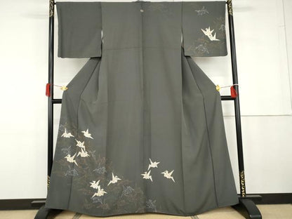 平和屋着物●訪問着　友禅　折り鶴　金彩　正絹　逸品　AABG7843cs
