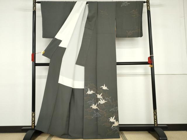 平和屋着物●訪問着　友禅　折り鶴　金彩　正絹　逸品　AABG7843cs
