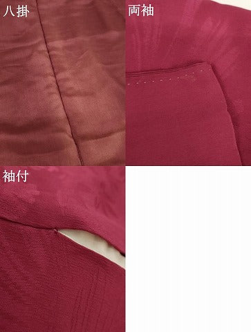 平和屋着物●アンティーク　大正ロマン　色無地　草花地紋　中紅色　正絹　逸品　AABG7848cs