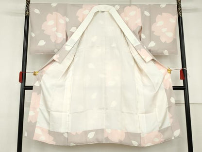 平和屋着物●長襦袢　袷　舞桜文　正絹　逸品　未使用　AABG7849cs
