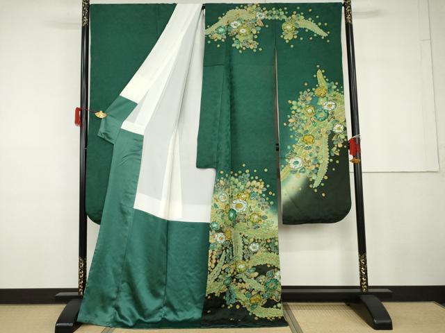 平和屋着物●豪華振袖　辻が花　暈し染め　金彩　銀通し地　ロング丈　正絹　逸品　AABG7851cs