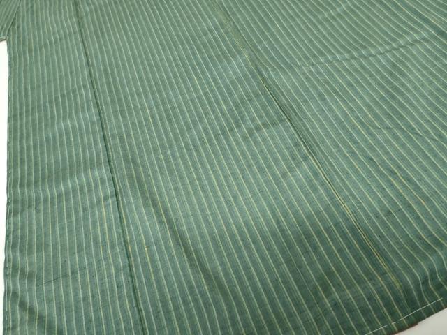 平和屋着物●本場結城紬　重要無形文化財　縞　証紙付き　正絹　逸品　未使用　AABG7853cs