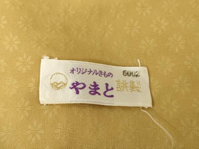 平和屋着物●上質な色無地　花尽くし地紋　芥子色　やまと誂製　正絹　逸品　AABG7856cs