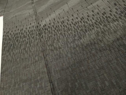 平和屋着物●訪問着　紬地　稲穂　黒地　正絹　逸品　AABG7857cs