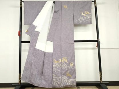 平和屋着物●本場大島紬　染大島　訪問着　螺鈿　跳び兎　金銀彩　正絹　逸品　AABG7869cs