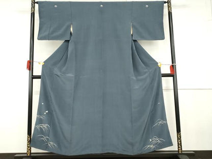 平和屋着物●アンティーク　大正ロマン　色留袖　手描き　稲穂に雀　正絹　逸品　AABG7871cs