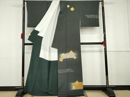平和屋着物●訪問着　破れ色紙文　暈し染め　金彩　正絹　逸品　AABG7873cs