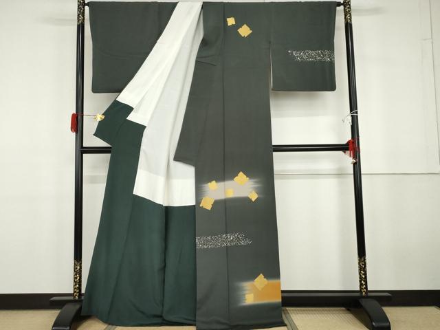 平和屋着物●訪問着　破れ色紙文　暈し染め　金彩　正絹　逸品　AABG7873cs