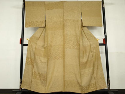 平和屋着物●お召　吉祥横段文　正絹　逸品　AABG7875cs