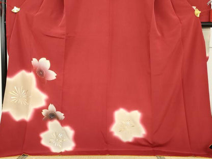 平和屋着物●豪華振袖　舞桜文　暈し染め　金彩　ロング丈　正絹　逸品　AABG7876cs