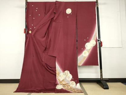 平和屋着物●豪華振袖　雪輪花文　暈し染め　金彩　仮絵羽　逸品　未使用　AABG7878cs