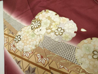 平和屋着物●豪華振袖　雪輪花文　暈し染め　金彩　仮絵羽　逸品　未使用　AABG7878cs
