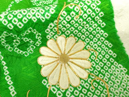 平和屋着物●豪華振袖　駒刺繍　絞り　束ね熨斗花唐草文　金糸　正絹　逸品　AABG7879cs