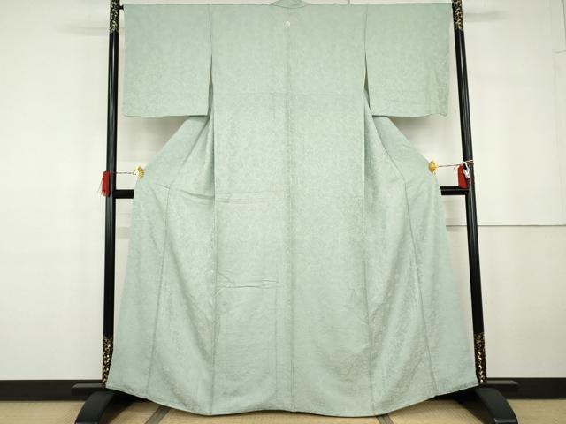 平和屋着物●上質な色無地　辻が花地紋　青磁鼠色　正絹　逸品　AABG7880cs