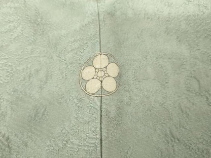 平和屋着物●上質な色無地　辻が花地紋　青磁鼠色　正絹　逸品　AABG7880cs
