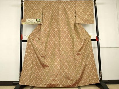 平和屋着物●本場琉球絣　紬　蜀江花文　証紙付き　正絹　逸品　未使用　AABG7883cs