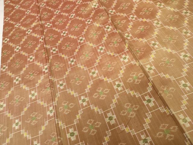平和屋着物●本場琉球絣　紬　蜀江花文　証紙付き　正絹　逸品　未使用　AABG7883cs