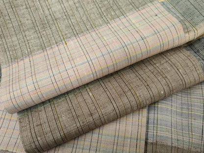 平和屋着物●ぜんまい紬　変わり横段文　正絹　逸品　AABG7899cs