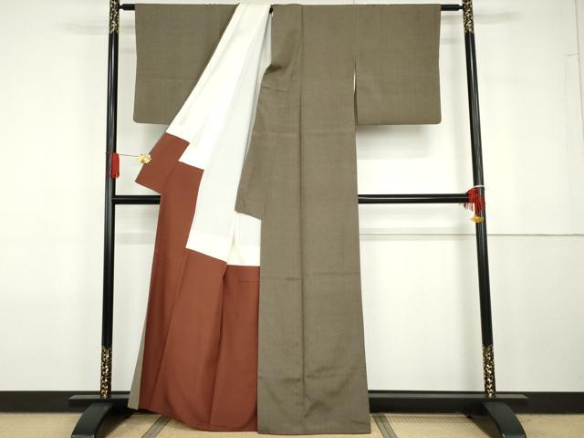平和屋着物●やまだ織　本塩沢　正絹　逸品　AABG7904cs