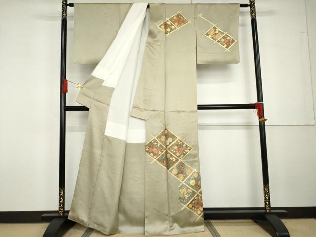 平和屋着物●訪問着　辻が花　鳳凰草花文　金彩　正絹　逸品　AABG7914cs