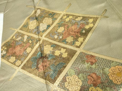 平和屋着物●訪問着　辻が花　鳳凰草花文　金彩　正絹　逸品　AABG7914cs