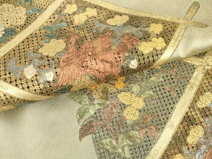 平和屋着物●訪問着　辻が花　鳳凰草花文　金彩　正絹　逸品　AABG7914cs