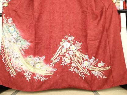 平和屋着物●豪華振袖　辻が花　暈し染め　金通し地　正絹　逸品　AABG7917cs