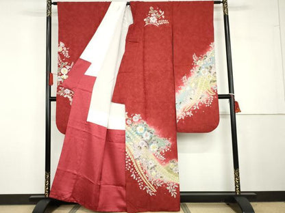 平和屋着物●豪華振袖　辻が花　暈し染め　金通し地　正絹　逸品　AABG7917cs