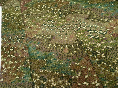 平和屋着物●中国三大刺繍　相良刺繍　小紋　吉祥草花文　金通し地　正絹　逸品　AABG7919cs