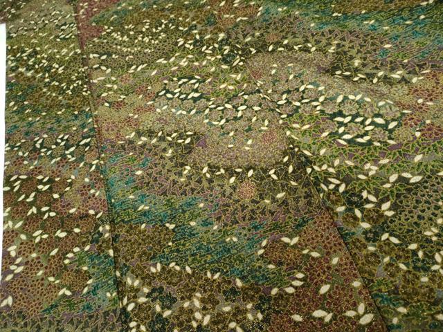 平和屋着物●中国三大刺繍　相良刺繍　小紋　吉祥草花文　金通し地　正絹　逸品　AABG7919cs