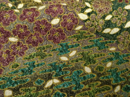 平和屋着物●中国三大刺繍　相良刺繍　小紋　吉祥草花文　金通し地　正絹　逸品　AABG7919cs