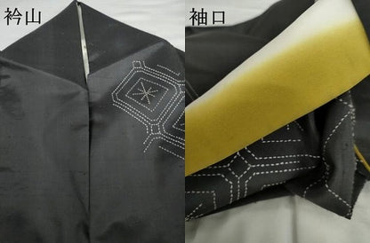 平和屋着物●訪問着　作家物　紬地　刺し子　蜀江花文　ロング丈　正絹　逸品　AABG7920cs