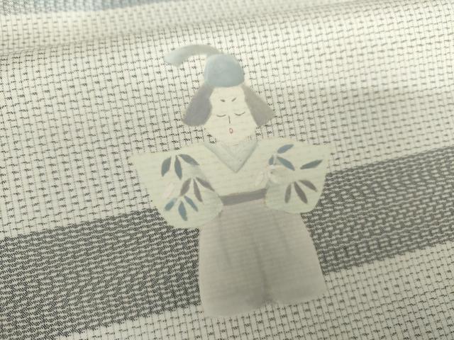 平和屋着物●染織工芸家　田中良和　本場大島紬　訪問着　白大島　童子笹梅文　正絹　逸品　AABG7926cs