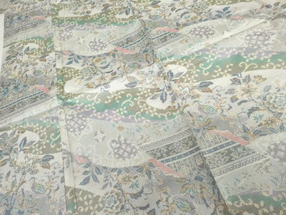 平和屋着物●本場大島紬　白大島　カタス7マルキ　総絣　吉祥更紗花文　やまと誂製　正絹　逸品　未使用　AABG7966cs
