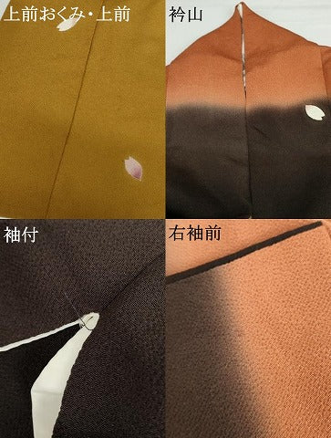 平和屋着物●訪問着　舞桜文　暈し染め　金彩　鬼しぼ縮緬　正絹　逸品　AABG7970cs