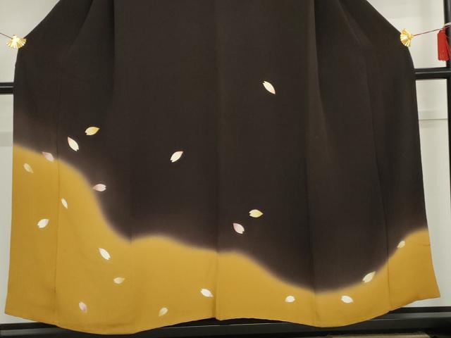 平和屋着物●訪問着　舞桜文　暈し染め　金彩　鬼しぼ縮緬　正絹　逸品　AABG7970cs